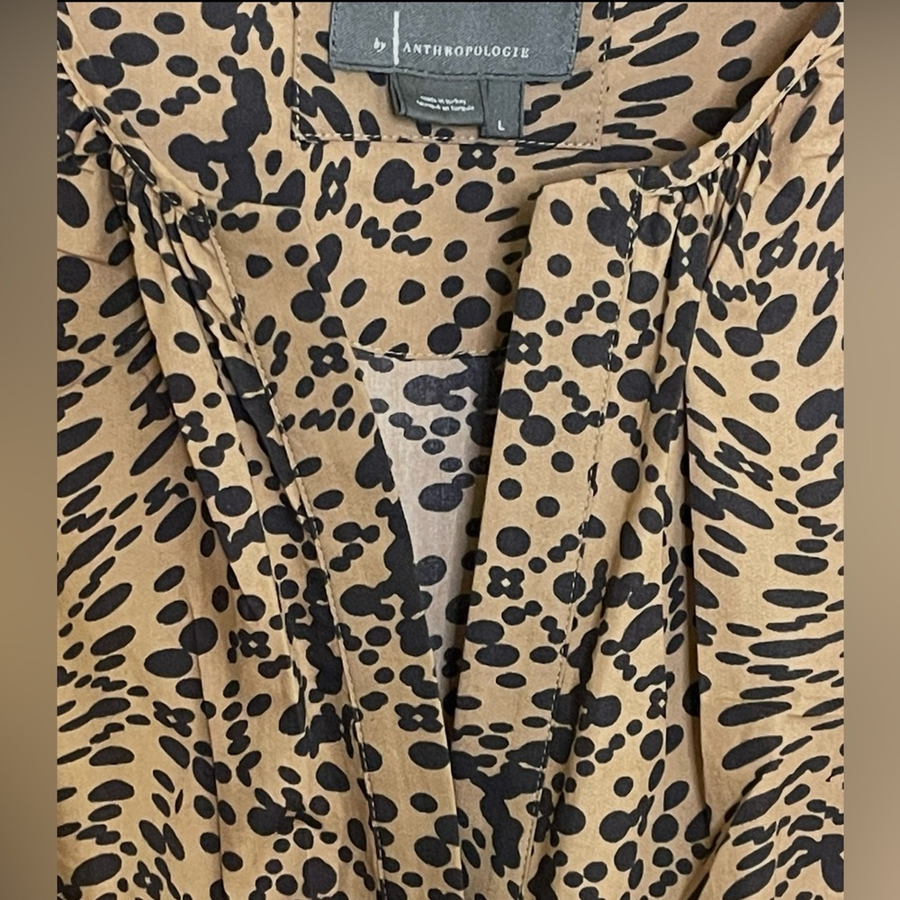 Anthropologie Somerset Animal Print Short Sleeve Mini Dress, Brown & Blk, Sz L - Picture 7 of 16